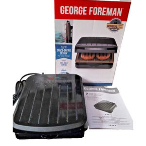 New George Foreman SPACE SAVING 2 Serving Grill Camping Travel Health Meat